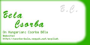 bela csorba business card